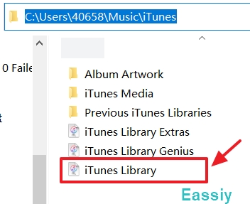 Look for a file named iTunes Library