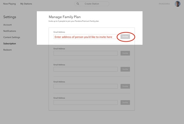 tap Invite | Make a Playlist on Pandora