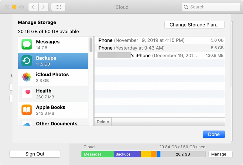 check iPhone last backup on Mac