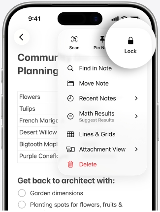 re-lock iPhone notes