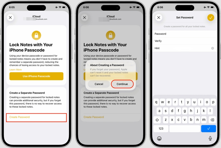 select Create Password