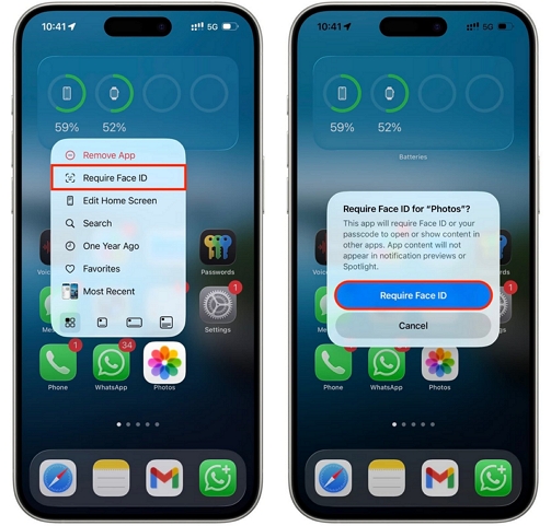 tap Require Face ID | Lock Screen on iPhone from Touch