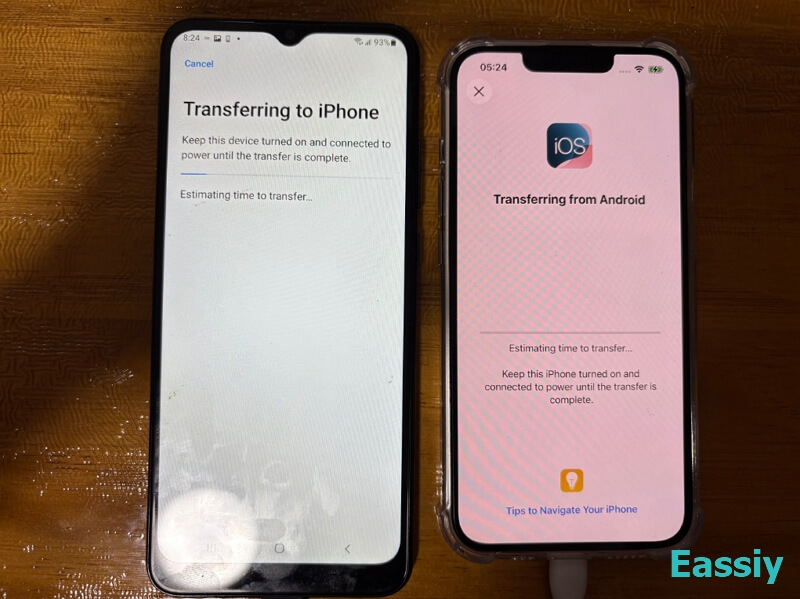 The data transfer will now begin