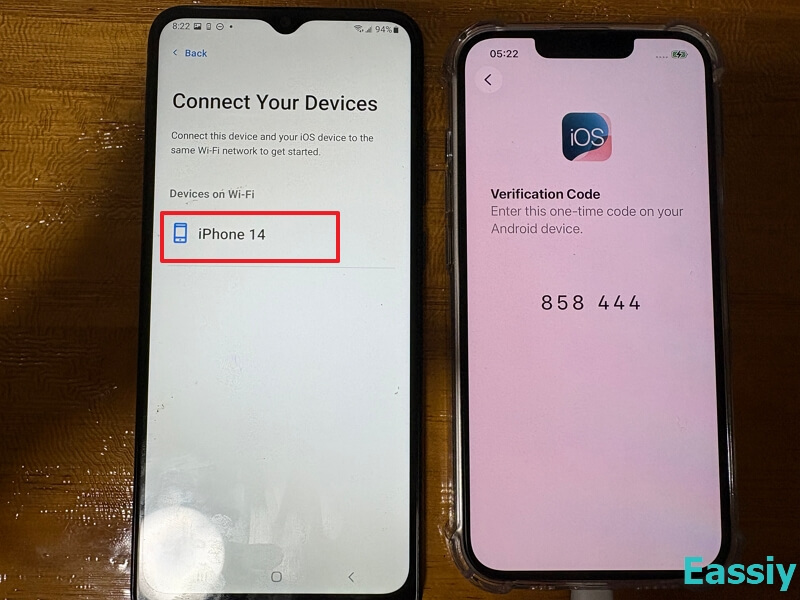A six-digit  code will appear on your iPhone screen