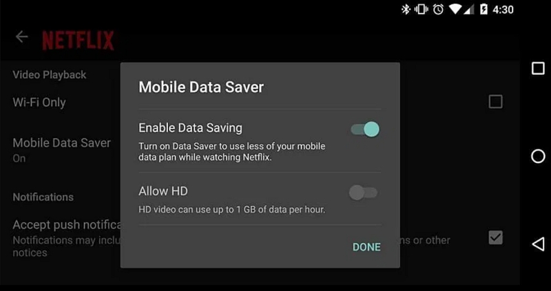 enable netflix’s data saver | how to fix netflix buffering