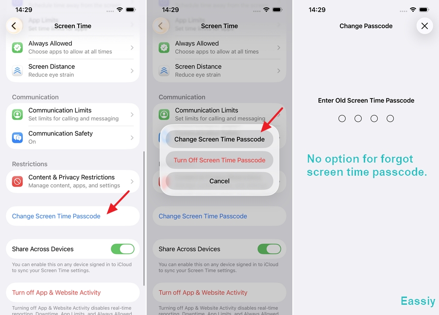 no option for Forgot Screen Time Passcode