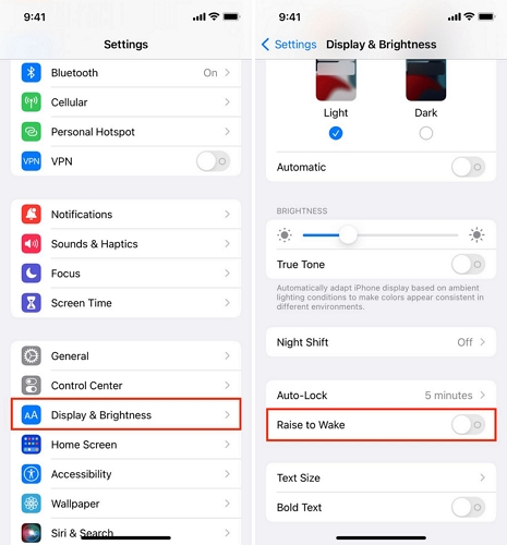 disable Raise to Wake | Lock Screen on iPhone from Touch
