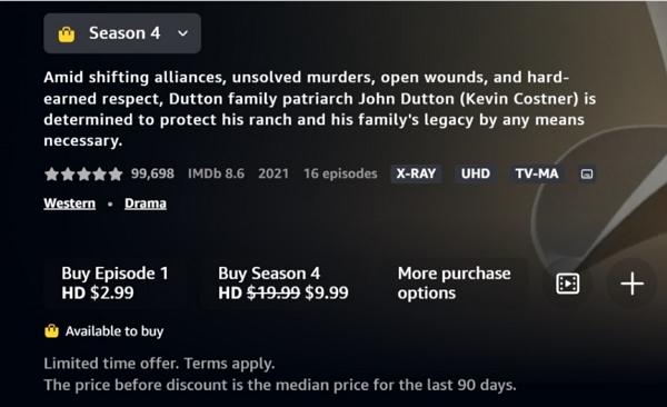 Subscription on Amazon Prime | can i watch season 4 of yellowstone on amazon prime