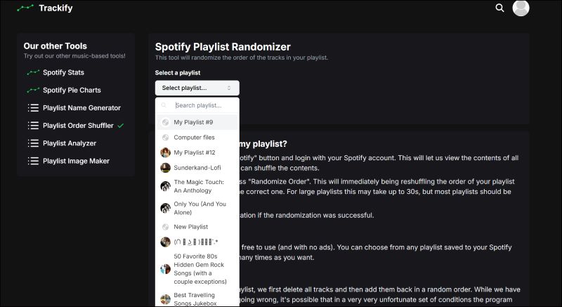 select a playlist | Randomize Spotify Playlists