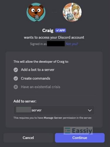 select server | Record Discord Audio