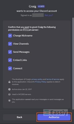 hit Authorize | Record Discord Audio