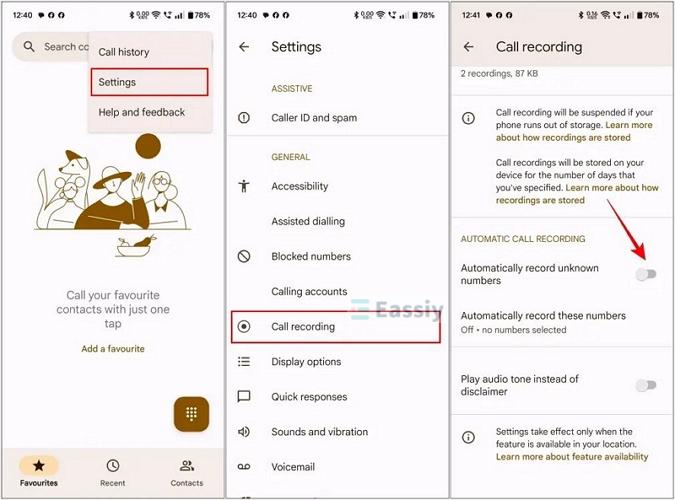 Contacts app | Record a Call in Android Without App