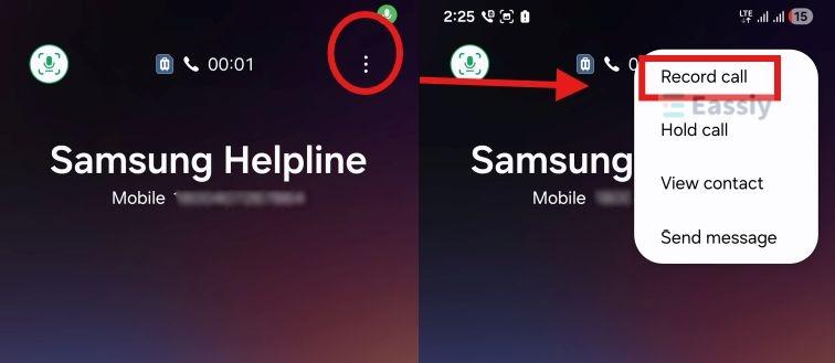 select Record call | Record a Call in Android Without App