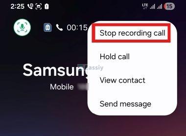 choose Stop recording | Record a Call in Android Without App