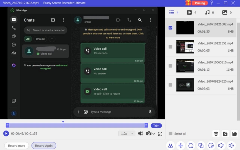 Recording History | WhatsApp Call and Video Recorders