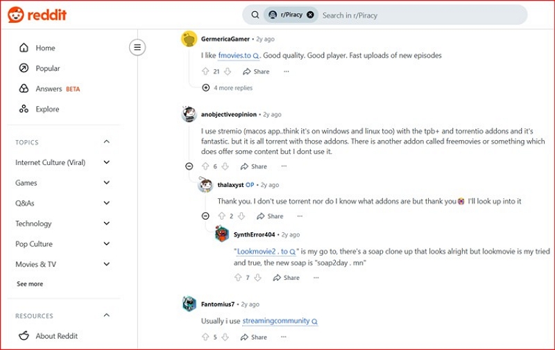 Common Unstable or Unsafe Sites | solarmovie alternatives