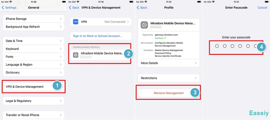 Remove MDM Profile in Settings