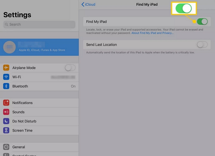 go to Settings | Remove Apple ID from iPad