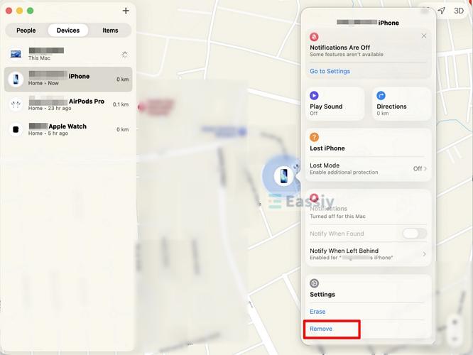 confirm removal | Turn Off Find My iPhone from Computer