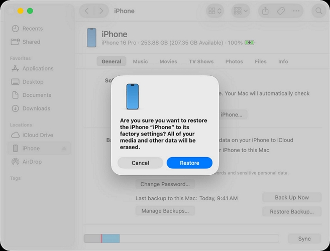 click Restore | Remove Passcode from iPhone