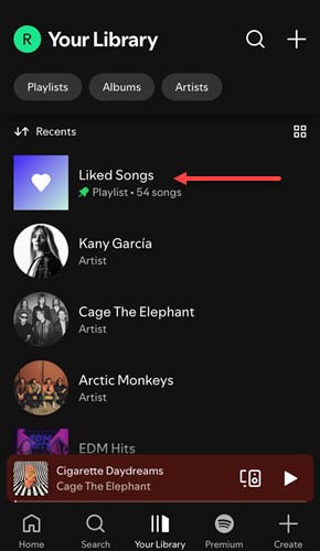 choose Liked Songs | Remove All Liked Songs Spotify