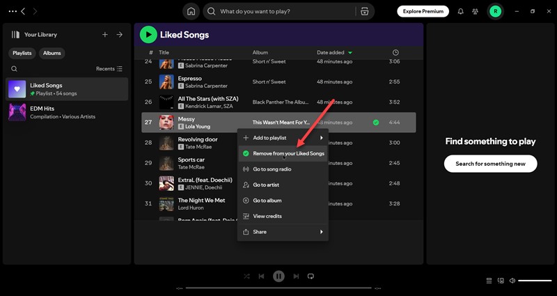 right click track | Remove All Liked Songs Spotify