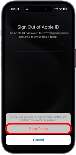 tap Erase | iPhone Password Recovery