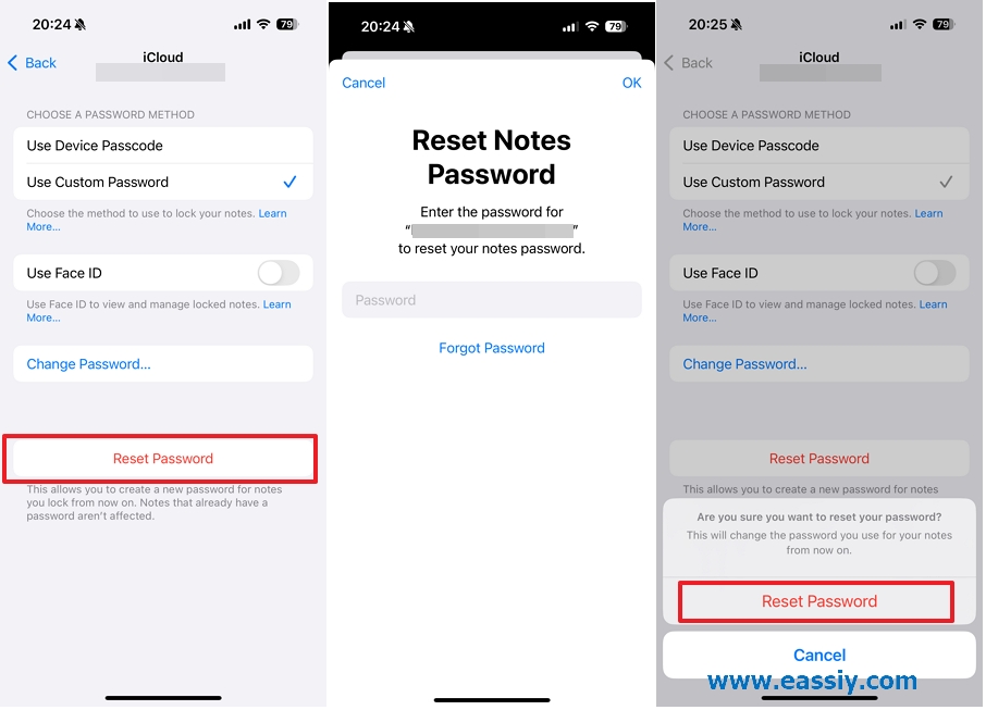 Reset Your Notes Password step 2