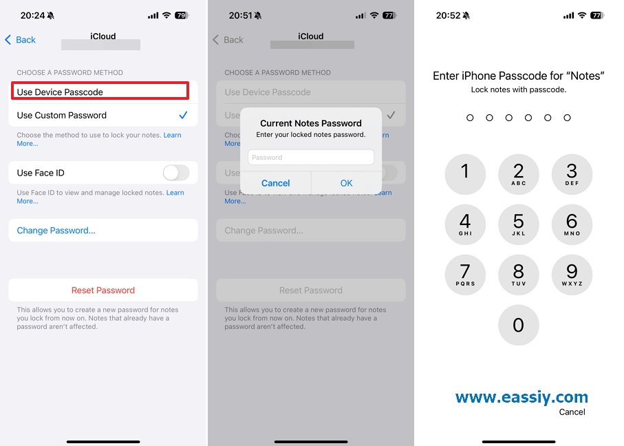 Switch to Device Passcode