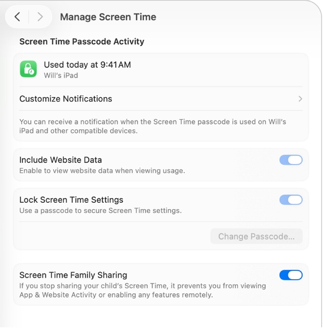 Reset via the Parent's Mac