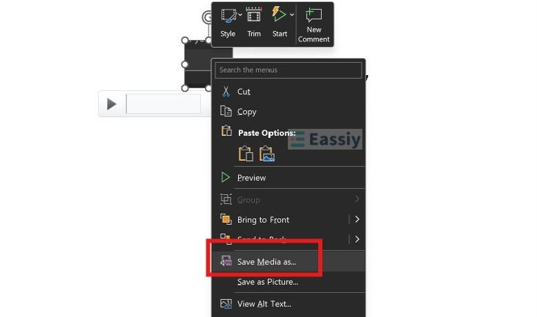 choose Save Media as | Screen Record on Dell Laptop