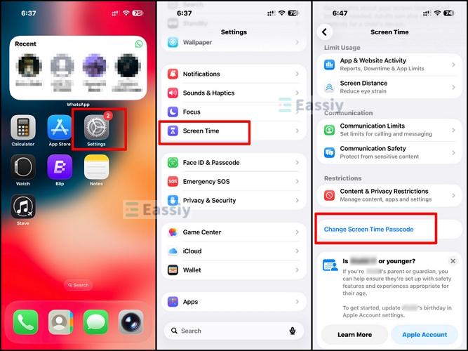 select Change Screen Time Passcode | Turn Off Screen Distance Without Passcode