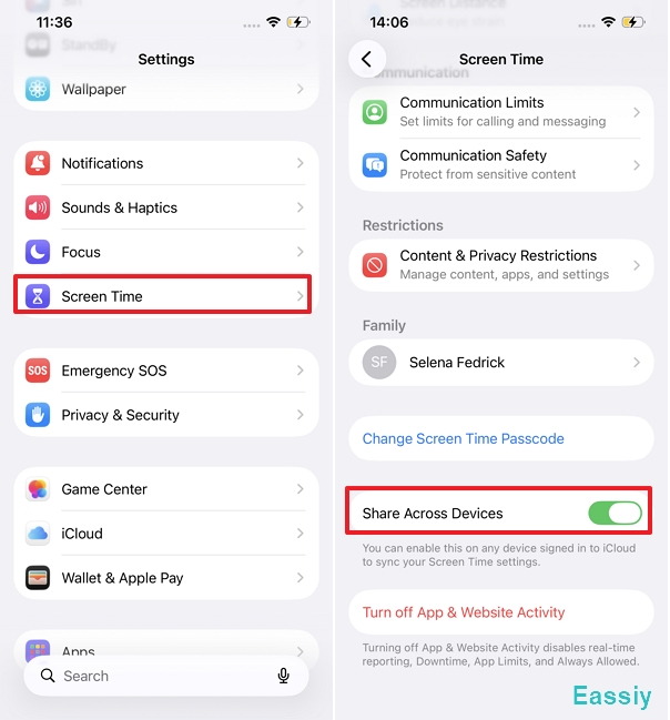 turn off Share Across Devices
