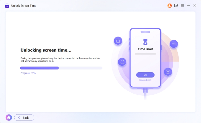 The Screen Time passcode will be cleared within minutes.