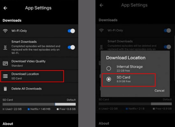 download location | how to save netflix downloads to sd card