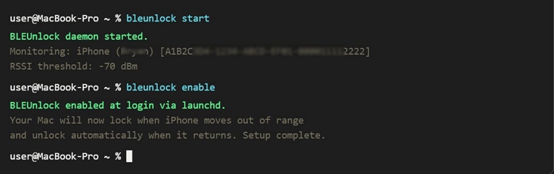 start BLEUnlock daemon | Unlock Mac with iPhone