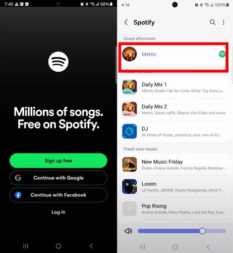 pick playlists | Set Spotify as Alarm