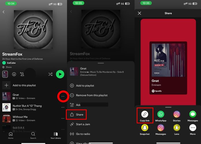 select Copy Link | Set Spotify as Alarm