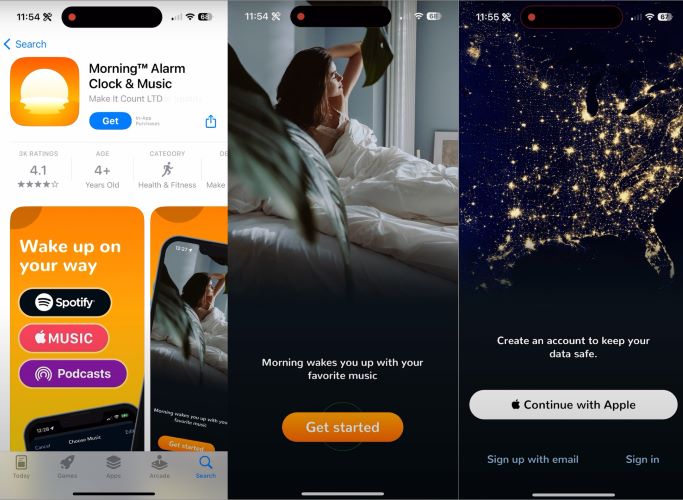 tap Get Started | Set Spotify as Alarm