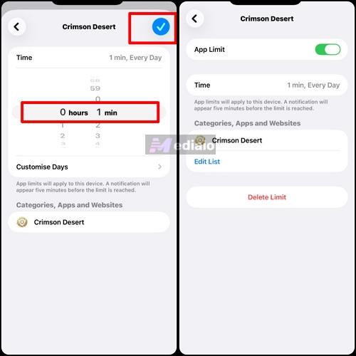 toggle on Block at End of Limit | Download Apps with Face ID