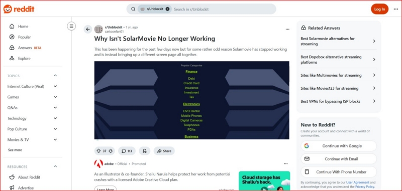 Solarmovie is not working | solarmovie alternatives