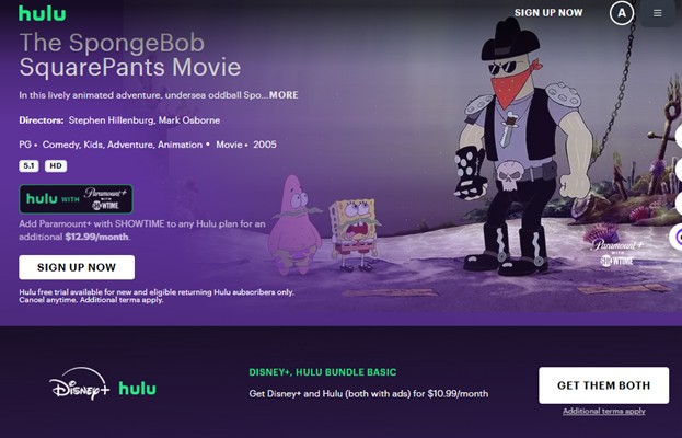 SpongeBob is available | is spongebob on hulu