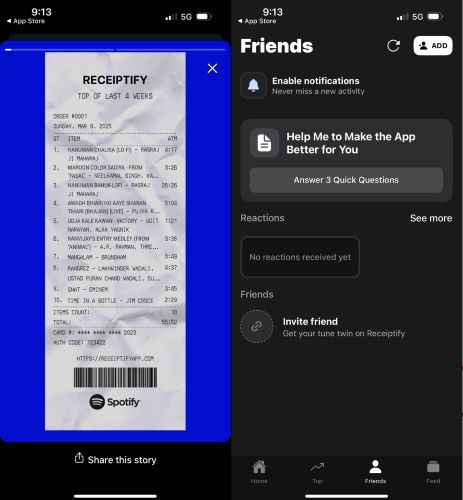 click Friends | Spotify Receiptify