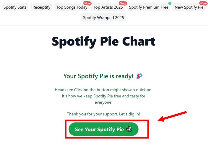 click See your Spotify Pie | Spotify Receiptify