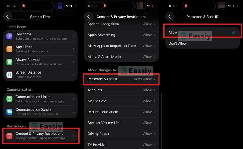 allow Passcode and Face ID changes | Stolen Device Protection Won't Turn Off