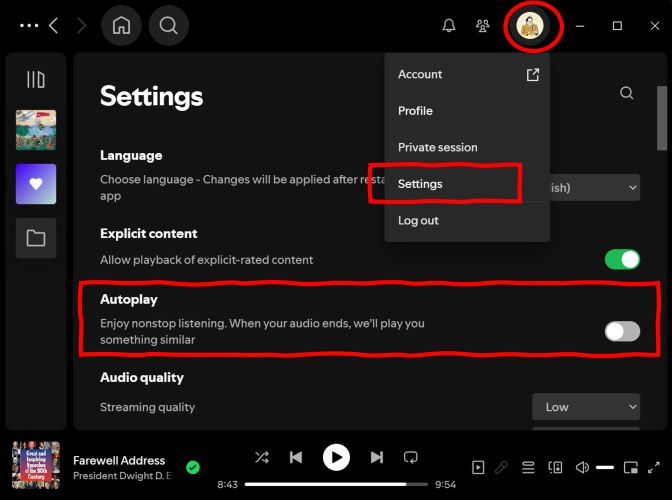 find Autoplay | Stop Spotify from Playing Suggested Songs
