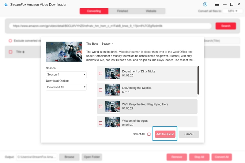 add to queue | transfer prime video to usb