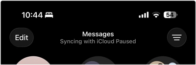 Syncing with iCloud Paused on Messages