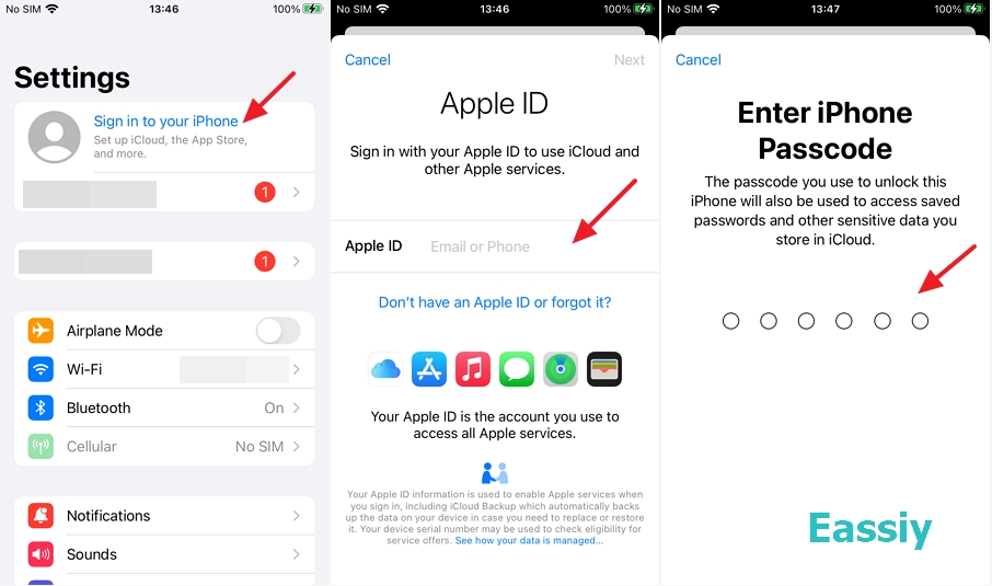 log into the account with your Apple ID and password