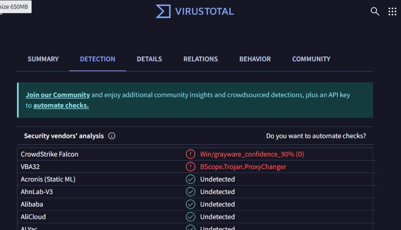 VirusTotal review | TunePat Spotify Music Converter